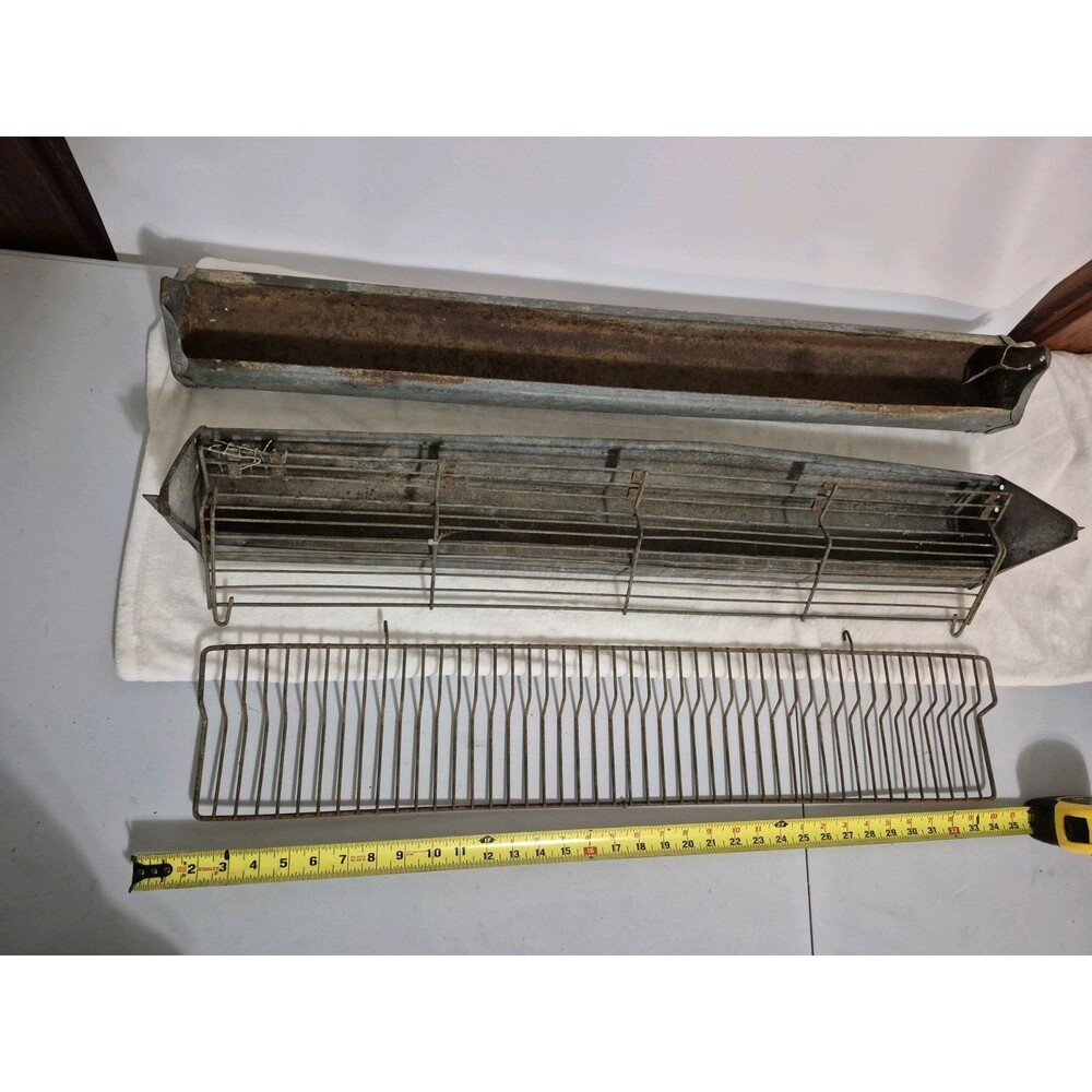 Vintage K-Line Galvanized Metal Poultry Chicken Feeder Trough 34 Inch